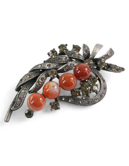 BROSZKA BROSZA BUKIET Z BRĄZOWYMI  KORALAMI LOLITA AKCESORIA