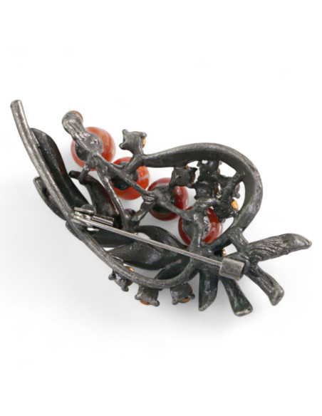 BROSZKA BROSZA BUKIET Z BRĄZOWYMI  KORALAMI LOLITA AKCESORIA