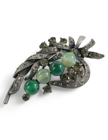 BROSZKA BROSZA BUKIET Z ZIELONYMI KORALAMI...