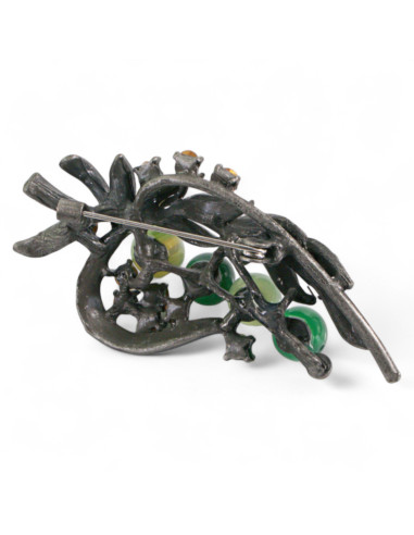 BROSZKA BROSZA BUKIET Z ZIELONYMI KORALAMI...