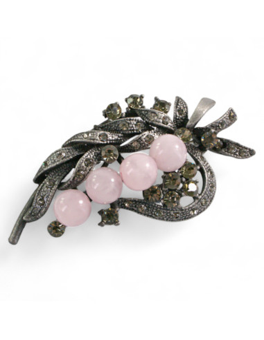 BROSZKA BROSZA BUKIET Z RÓZOWYMI KORALAMI...