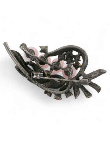 BROSZKA BROSZA BUKIET Z RÓZOWYMI KORALAMI...