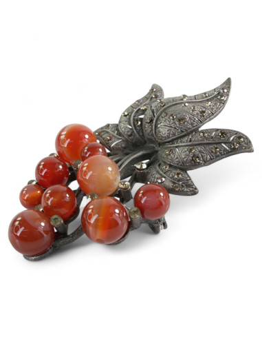 BROSZKA BROSZA WIĄZANKA Z BRĄZOWYMI KORALIKAMI...