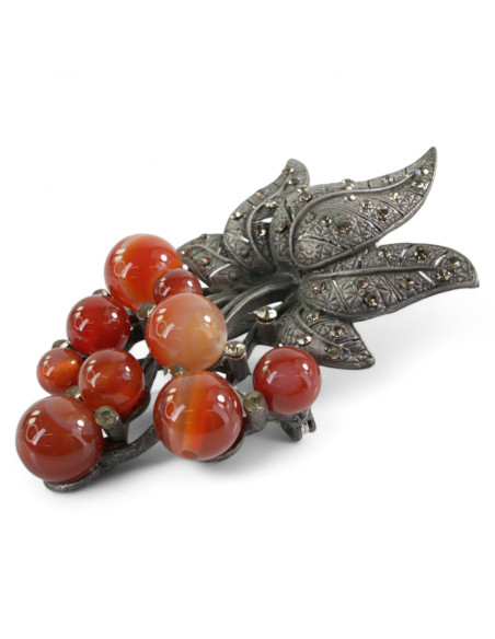 BROSZKA BROSZA WIĄZANKA Z BRĄZOWYMI KORALIKAMI  LOLITA AKCESORIA