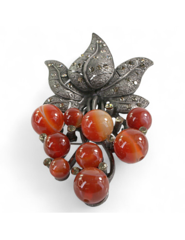 BROSZKA BROSZA WIĄZANKA Z BRĄZOWYMI KORALIKAMI...