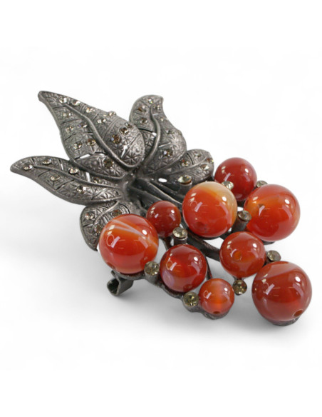 BROSZKA BROSZA WIĄZANKA Z BRĄZOWYMI KORALIKAMI  LOLITA AKCESORIA