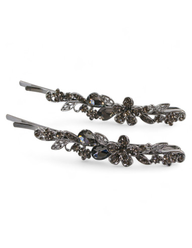 Wsuwka do włosów Dwa kwiatki z kryształkami 2...