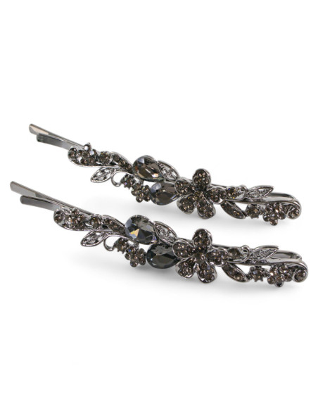 Wsuwka do włosów Dwa kwiatki z kryształkami 2 szt. GRAFIT Lolita Akcesoria