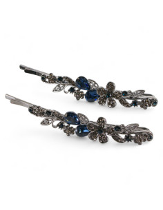 Wsuwka do włosów Dwa kwiatki z kryształkami 2 szt. GRANAT...