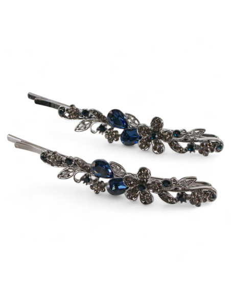 Wsuwka do włosów Dwa kwiatki z kryształkami 2 szt. GRANAT Lolita Akcesoria