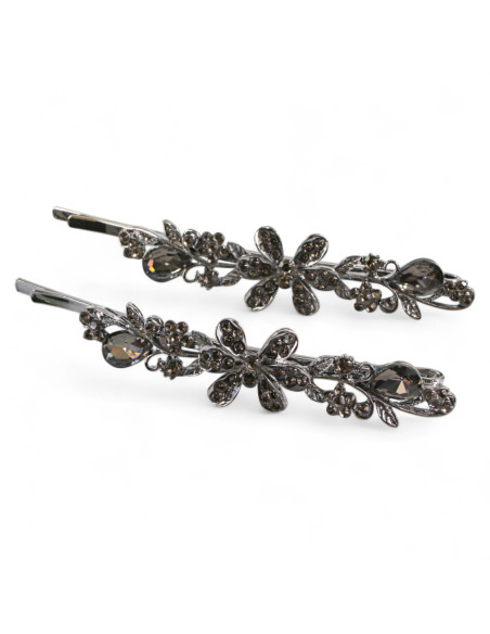 Wsuwka do włosów Dwa kwiatki z kryształkami 2 szt. GRAFIT Lolita Akcesoria