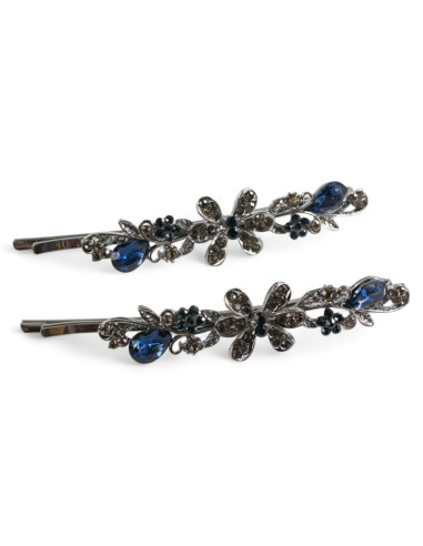 Wsuwka do włosów Dwa kwiatki z kryształkami 2...