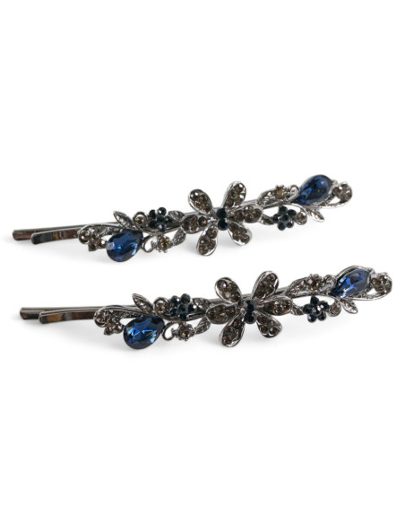 Wsuwka do włosów Dwa kwiatki z kryształkami 2 szt. GRANAT Lolita Akcesoria