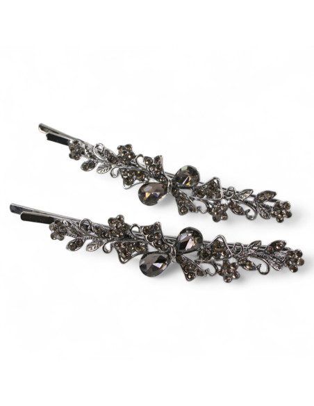 Wsuwka do włosów DwIe Kokardki z kryształkami 2 szt. GRAFIT Lolita Akcesoria