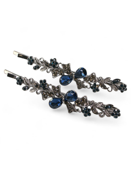 Wsuwka do włosów Dwie Kokardki z kryształkami 2 szt. GRANAT Lolita Akcesoria