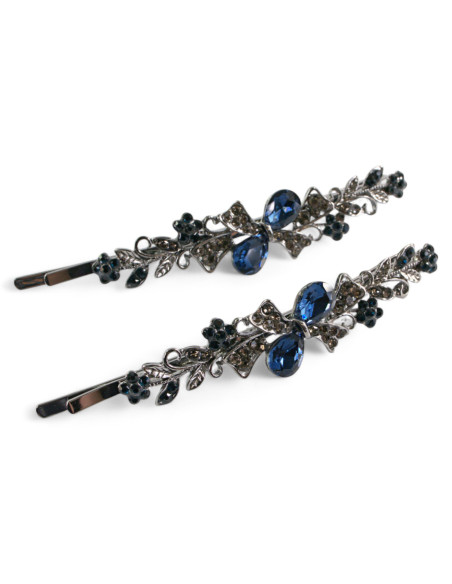 Wsuwka do włosów Dwie Kokardki z kryształkami 2 szt. GRANAT Lolita Akcesoria