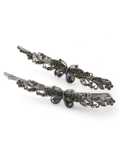 Wsuwka do włosów Motylki z kryształkami 2 szt. GRAFIT...