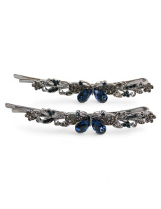 Wsuwka do włosów Motylki z kryształkami 2 szt. GRANAT...