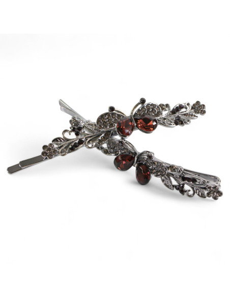 Wsuwka do włosów Motylki z kryształkami 2 szt. BURGUND Lolita Akcesoria