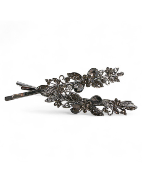 Wsuwka do włosów DwIe Kokardki z kryształkami 2 szt. GRAFIT Lolita Akcesoria