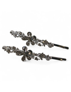 Wsuwka do włosów KWIATKI z kryształkami 2 szt. GRAFIT... 2