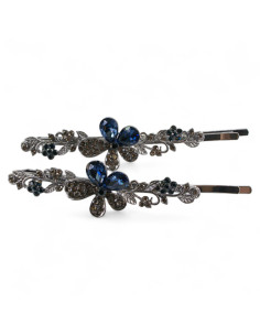 Wsuwka do włosów KWIATKI z kryształkami 2 szt. GRANAT...