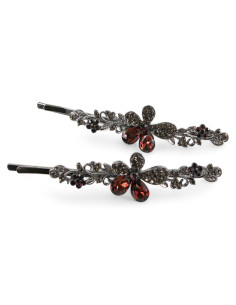 Wsuwka do włosów KWIATKI z kryształkami 2 szt. BURGUND...