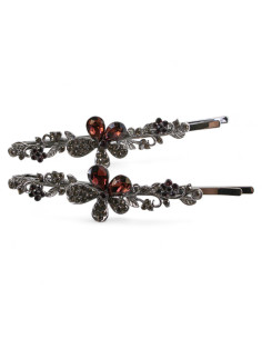 Wsuwka do włosów KWIATKI z kryształkami 2 szt. BURGUND... 2