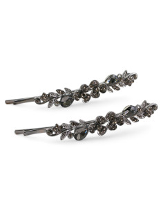 Wsuwka do włosów DWA KWIATKI z kryształkami 2 szt. GRAFIT... 2