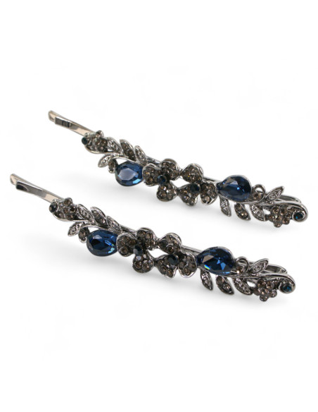 Wsuwka do włosów DWA KWIATKI  z kryształkami 2 szt. GRANAT Lolita Akcesoria