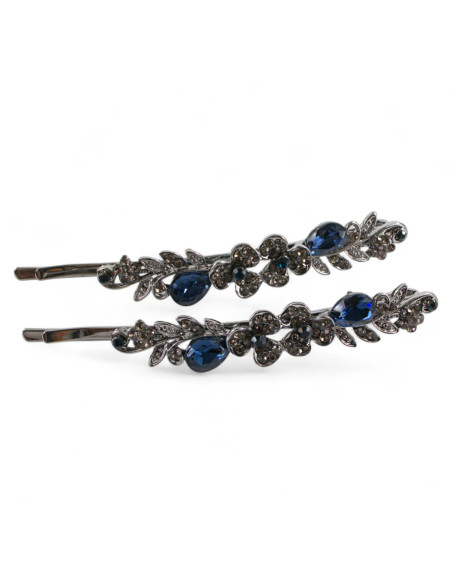 Wsuwka do włosów DWA KWIATKI  z kryształkami 2 szt. GRANAT Lolita Akcesoria