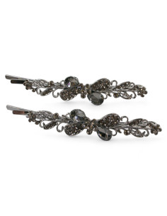 Wsuwka do włosów  Kokardki z kryształkami 2 szt. GRAFIT...