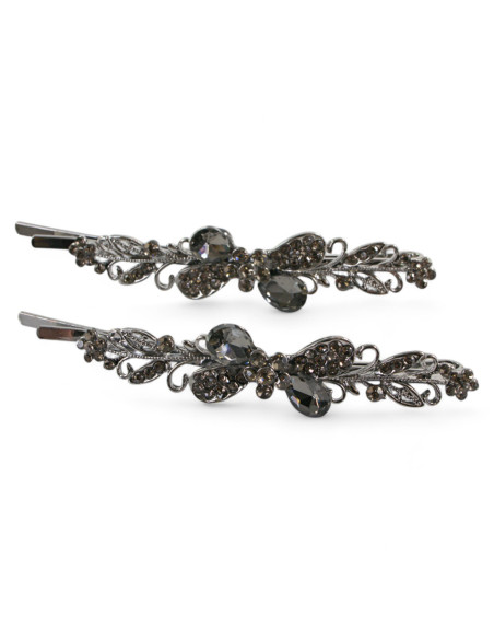 Wsuwka do włosów  Kokardki z kryształkami 2 szt. GRAFIT Lolita Akcesoria