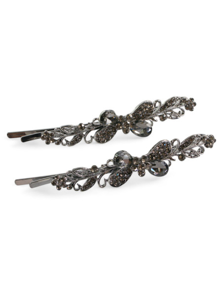 Wsuwka do włosów  Kokardki z kryształkami 2 szt. GRAFIT Lolita Akcesoria