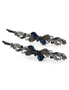 Wsuwka do włosów KOKARDKI z kryształkami 2 szt. GRANAT...