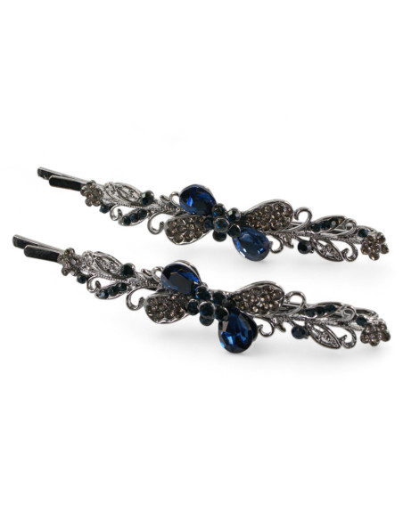 Wsuwka do włosów KOKARDKI z kryształkami 2 szt. GRANAT Lolita Akcesoria