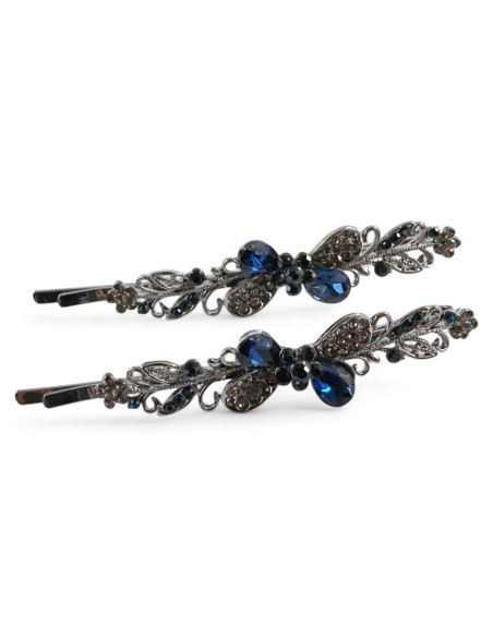 Wsuwka do włosów KOKARDKI z kryształkami 2 szt. GRANAT Lolita Akcesoria