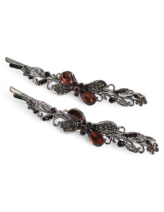 Wsuwka do włosów KOKARDKI  z kryształkami 2 szt. BURGUND... 2