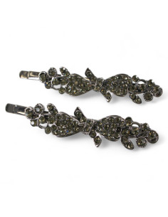 Wsuwka do włosów  Kokardki z kryształkami 2 szt. GRAFIT...