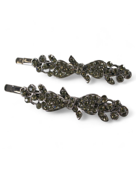 Wsuwka do włosów  Kokardki z kryształkami 2 szt. GRAFIT Lolita Akcesoria