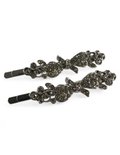 Wsuwka do włosów  Kokardki z kryształkami 2 szt. GRAFIT... 2