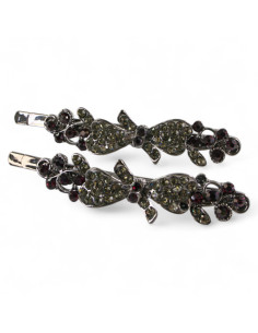 Wsuwka do włosów  Kokardki z kryształkami 2 szt. BURGUND...