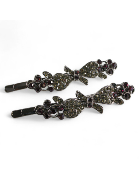 Wsuwka do włosów  Kokardki z kryształkami 2 szt. BURGUND Lolita Akcesoria