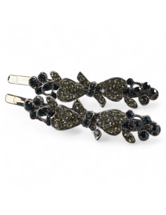 Wsuwka do włosów  Kokardki z kryształkami 2 szt. GRANAT...