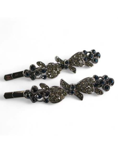 Wsuwka do włosów  Kokardki z kryształkami 2 szt. GRANAT Lolita Akcesoria