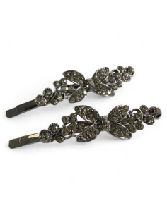 Wsuwka do włosów  Kokardki z kryształkami 2 szt. GRAFIT...