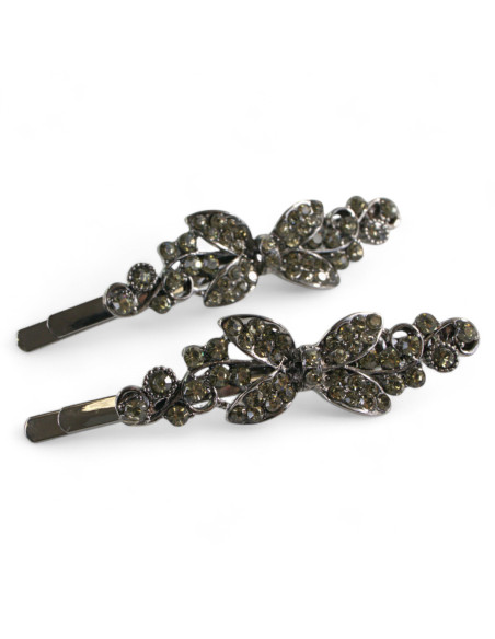 Wsuwka do włosów  Kokardki z kryształkami 2 szt. GRAFIT Lolita Akcesoria