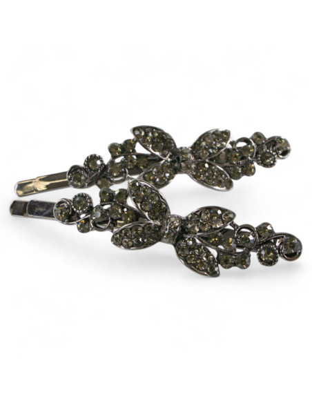 Wsuwka do włosów  Kokardki z kryształkami 2 szt. GRAFIT Lolita Akcesoria