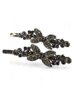 Wsuwka do włosów  Kokardki z kryształkami 2 szt. BURGUND...