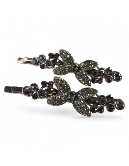 Wsuwka do włosów  Kokardki z kryształkami 2 szt. BURGUND Lolita Akcesoria